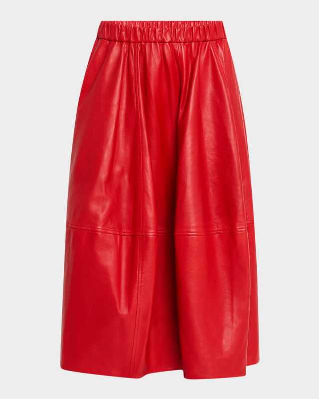 Leather Midi Bubble Skirt